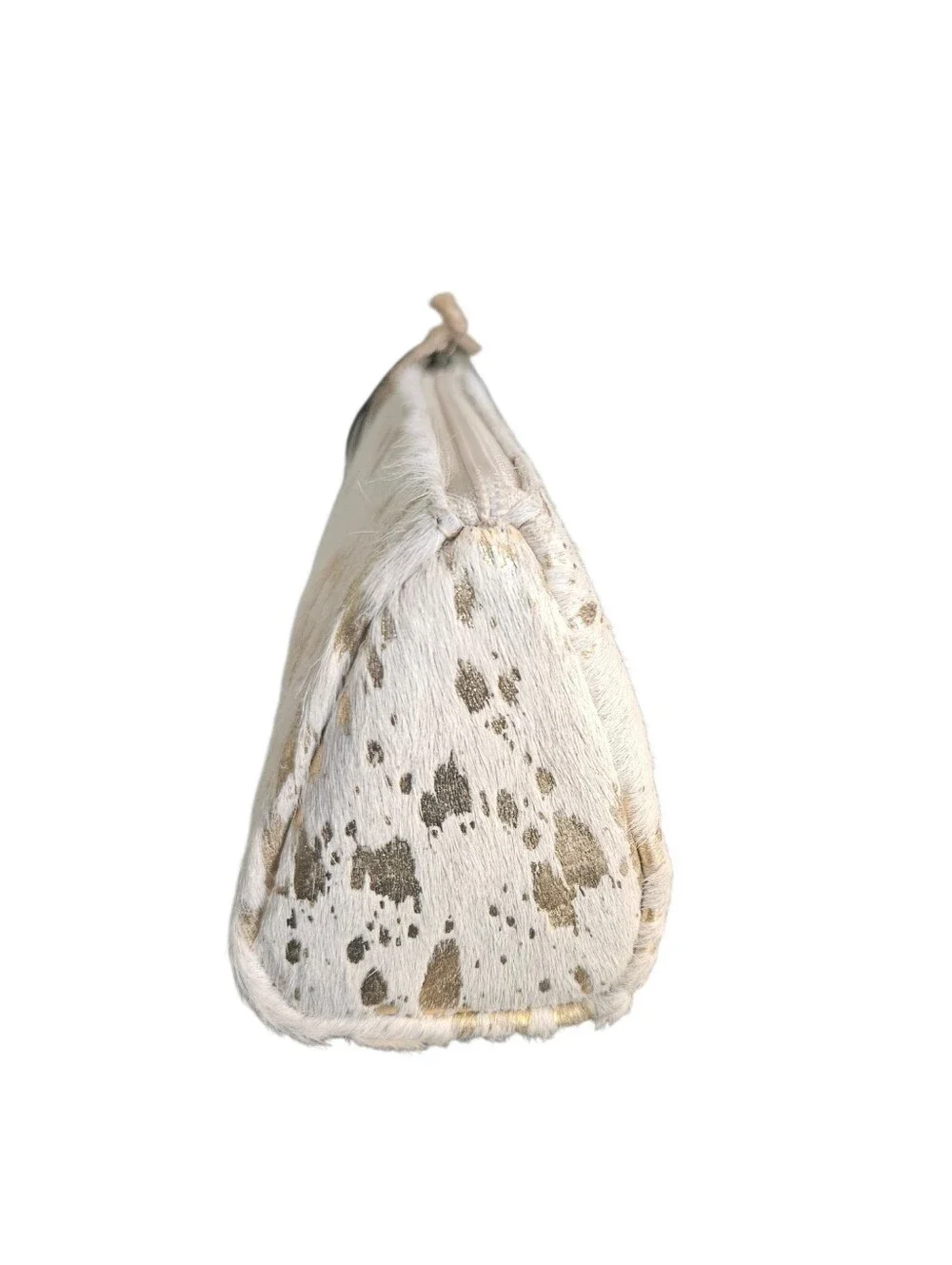 Myra Bag Stardust Leather White & Gold Hair-On Zip Pouch NEW